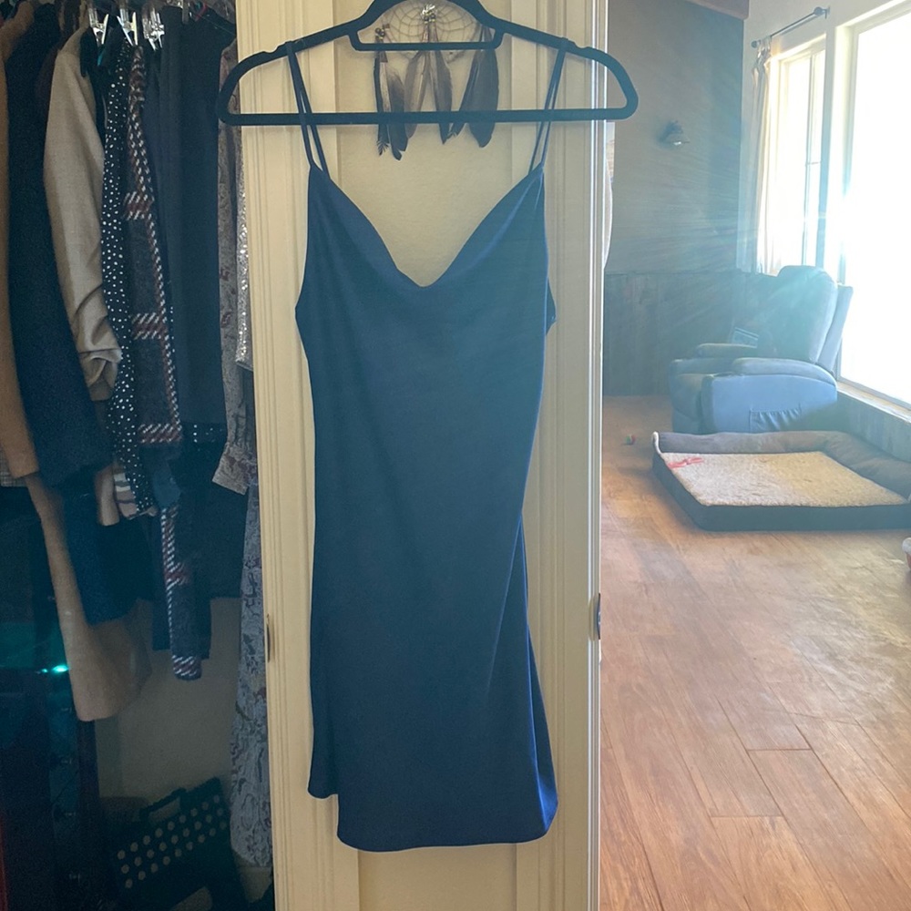 Navy blue satin dress
